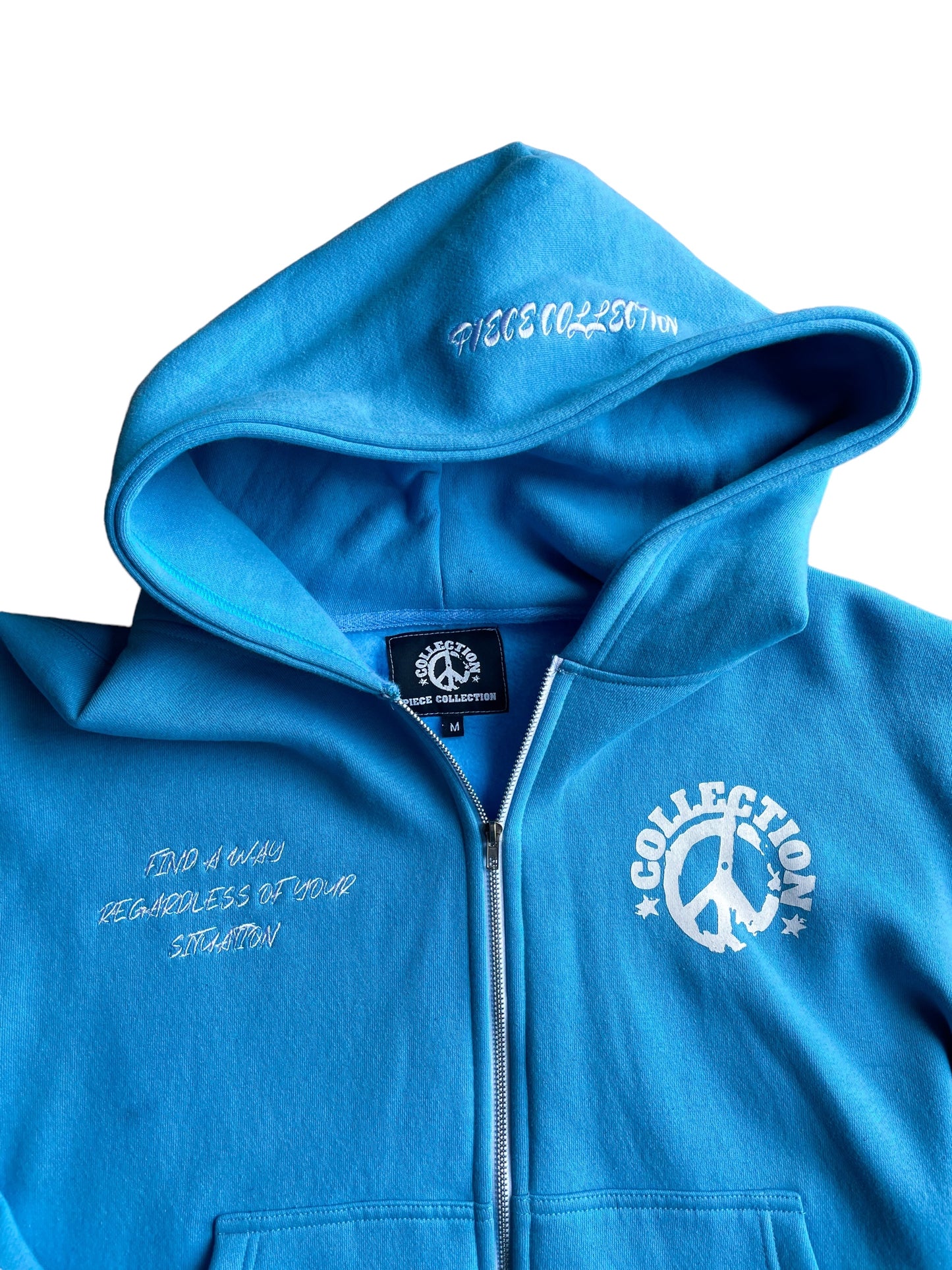 Piece Collection Zip Up Hoodie| Blue / White