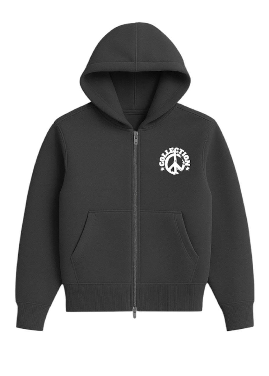 Scuba Zip Hoodie | Charcoal Grey / White